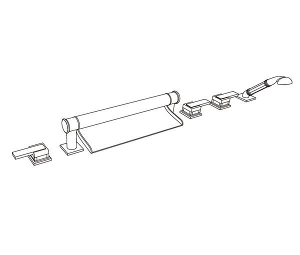  Vòi bồn tắm sáu lỗ bằng đồng Square Metal Lever - 3307 
