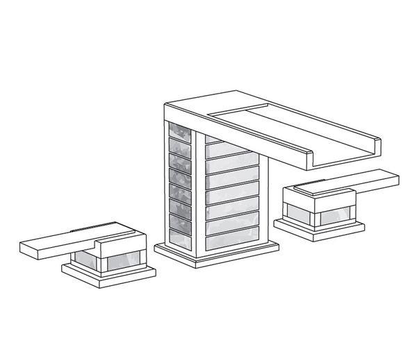  Vòi bồn tắm ba lỗ bằng đồng Square Luxe Wenge Lever - 3301 