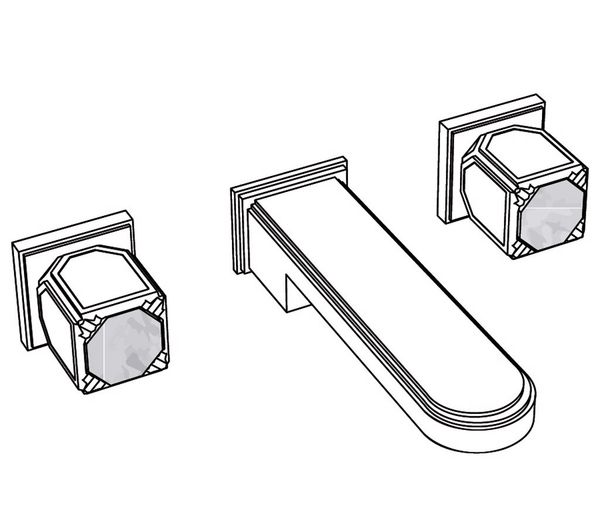  Vòi chậu rửa mặt gắn tường cổ điển bằng đồng Coco Top Pierre Black Portoro - 1303 