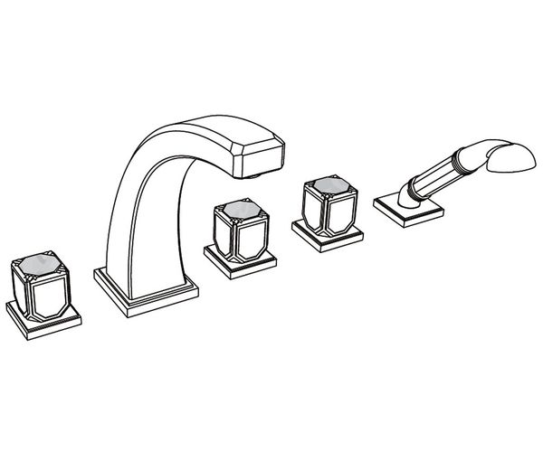  Vòi bồn tắm năm lỗ cổ điển bằng đồng Coco Top Cristal - 3305 