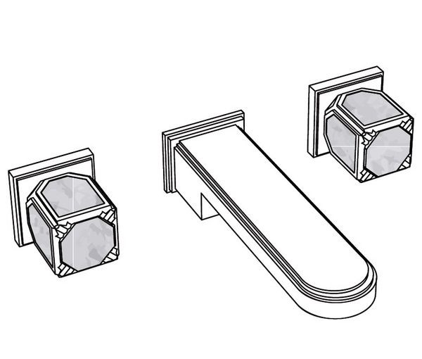  Vòi chậu rửa mặt gắn tường cổ điển bằng đồng Coco Pierre Black Portoro - 1303 
