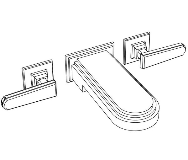  Vòi bồn tắm ba lỗ gắn tường cổ điển bằng đồng Diva Swarovski Crystal Lever - 3303 