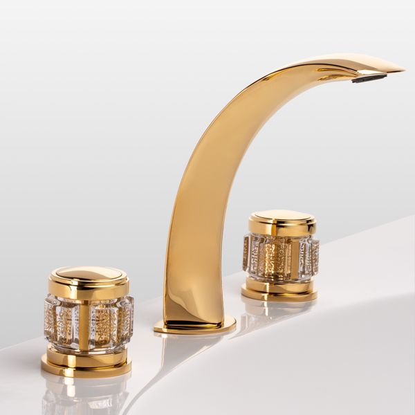  Vòi chậu rửa mặt cổ điển Chester Luxe Chromo Crystal polished gold bằng đồng 