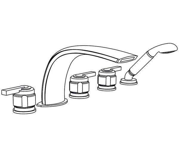  Vòi bồn tắm năm lỗ cổ điển bằng đồng Chester Lever - 3305 