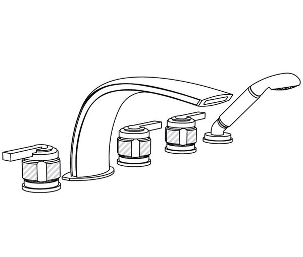  Vòi bồn tắm năm lỗ cổ điển bằng đồng Chester Luxe Chromo Crystal Lever - 3305 