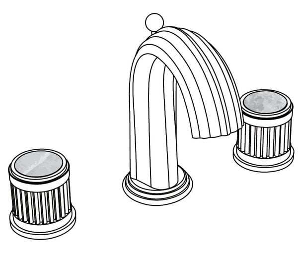  Vòi chậu rửa mặt cổ điển bằng đồng Trianon Pierre Black Portoro - 1301 