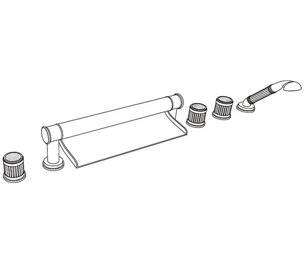  Vòi bồn tắm sáu lỗ cổ điển bằng đồng Trianon Pierre Black Portoro - 3307 