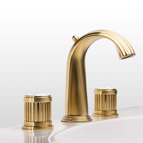  Vòi chậu rửa mặt cổ điển Trianon Pierre White Carrara matt soft gold - 1301 