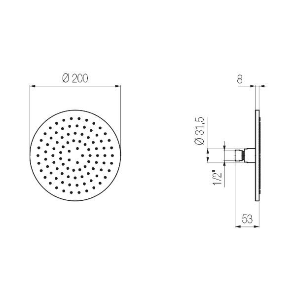  Bát sen Dex ø200 mm dày 8 mm phong cách spa Radomonte Wellness stainless steel - SFX20 