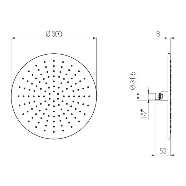  Bát sen Dex ø300 mm dày 8 mm phong cách spa Radomonte Wellness stainless steel - SFX30 
