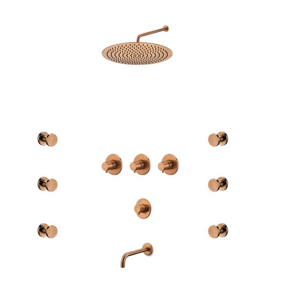  Bộ vòi sen âm tường, điều chỉnh nhiệt độ, 6 body jets, vòi nước shared Slimline stainless steel 