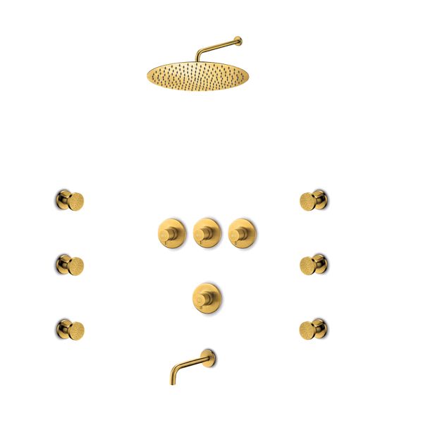  Bộ vòi sen âm tường, điều chỉnh nhiệt độ, 6 body jets, vòi nước shared Slimline stainless steel 