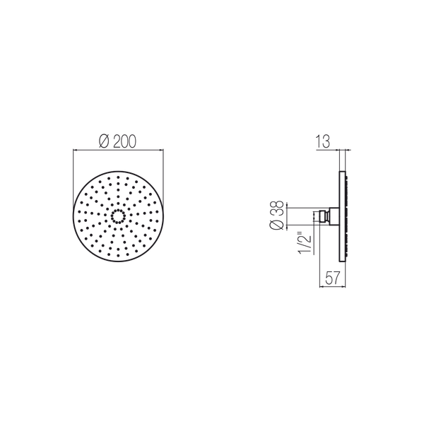  Bát sen hình tròn Top Ø200mm bằng đồng Geda Wellness - SOF11 