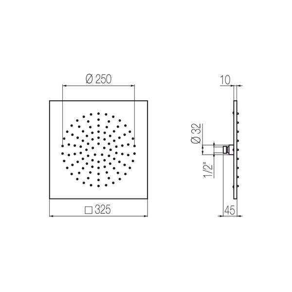  Bát sen hình vuông Varo 325x325mm stainless steel Geda Wellness - SOF4G 