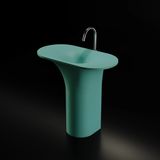  Chậu lavabo chân dài bằng mineral glass composite Ahri Aquamarine 
