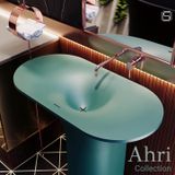  Chậu lavabo chân dài bằng mineral glass composite Ahri Aquamarine 