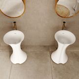  Chậu lavabo chân dài bằng mineral glass composite Isabel Cotton 