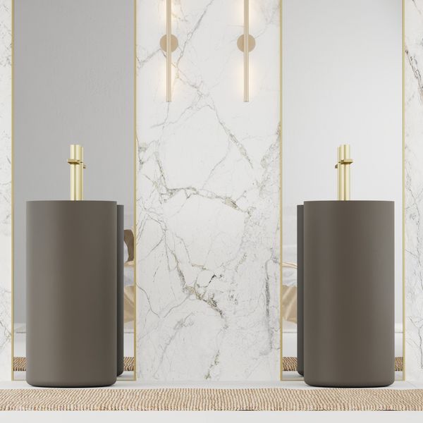  Chậu lavabo chân dài bằng mineral glass composite Julia Dovetail 