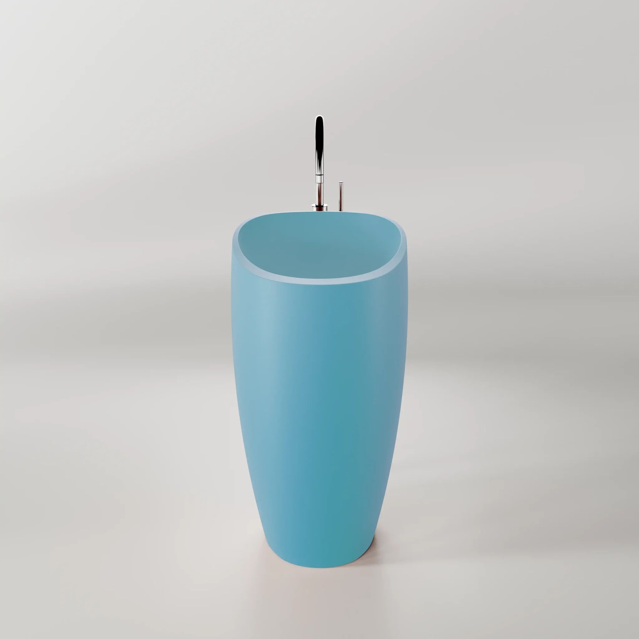  Chậu lavabo chân dài bằng mineral glass composite Madison Celeste 