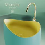  Chậu lavabo chân dài bằng mineral glass composite Marcela Aquamarine - Aurora 