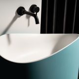  Chậu lavabo chân dài bằng mineral glass composite Marcela Celeste - Cotton 