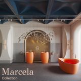  Chậu lavabo chân dài bằng mineral glass composite Marcela Solar Irradiance 