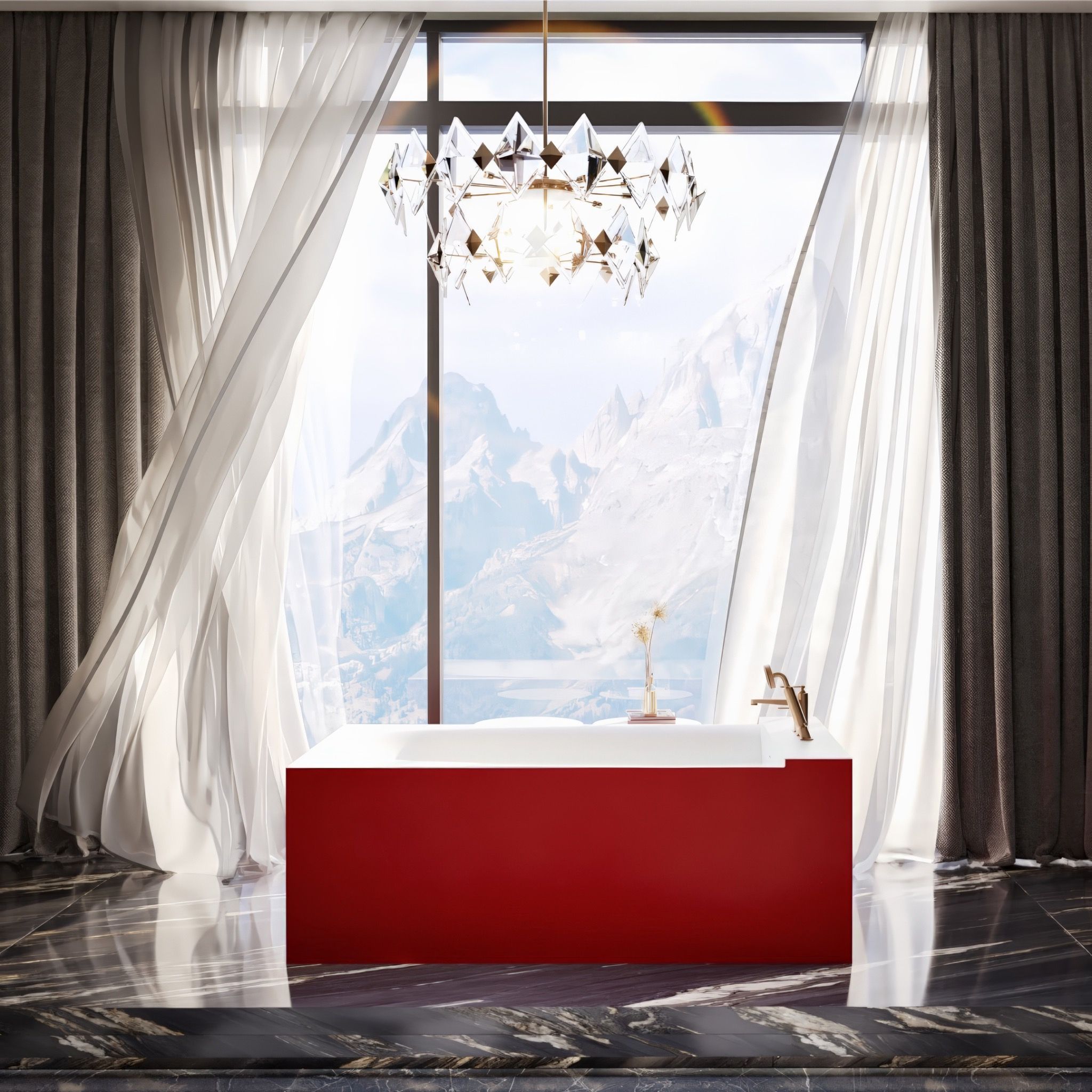  Bồn tắm bằng mineral glass composite Marea Red - Cotton 