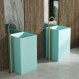 Chậu lavabo chân dài bằng mineral glass composite Noble Aquamarine 