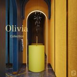  Chậu lavabo chân dài bằng mineral glass composite Olivia Aurora 
