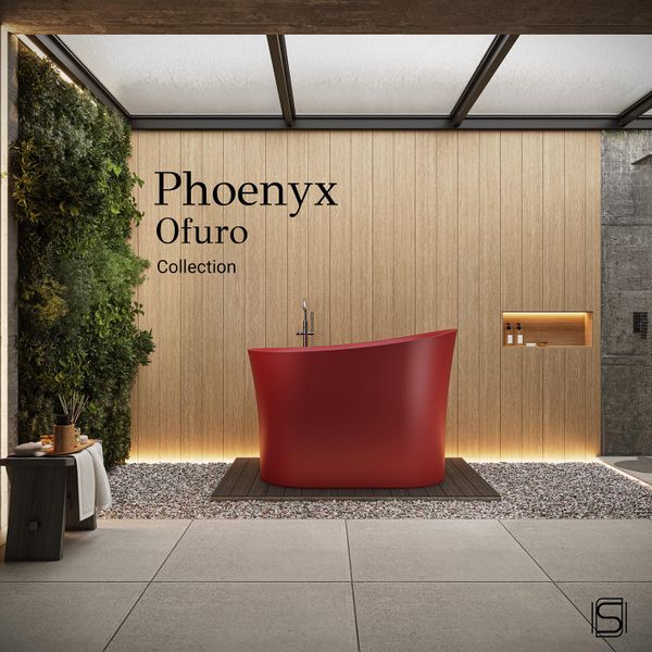  Bồn tắm bằng mineral glass composite kiểu Nhật Phoenyx Ofuro Rose 