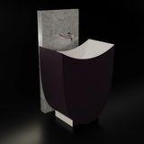  Chậu lavabo chân dài bằng mineral glass composite Serene Nebula - Cotton 