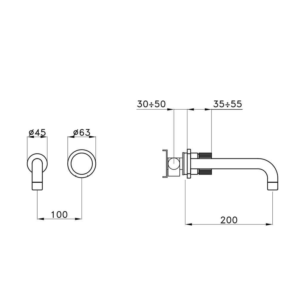  Vòi chậu lavabo gắn tường bằng đồng Sirius - 3861MCLT 