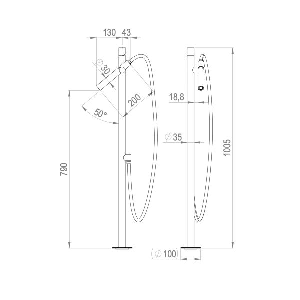  Vòi bồn tắm gắn sàn - Stella 