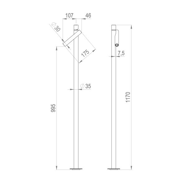  Vòi chậu lavabo chân dài gắn sàn - Stella 