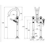  Vòi bồn tắm gắn sàn có sen cầm tay bằng đồng Swan - 3274CL307 