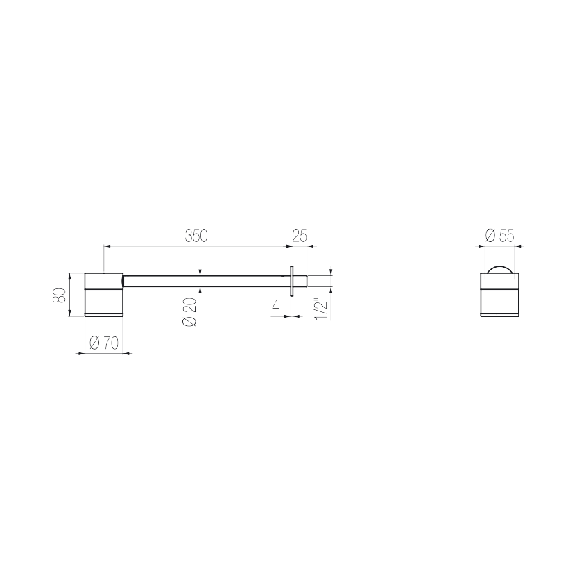  Bát sen gắn tường Ø70mm phong cách spa Radomonte Wellness stainless steel - SWN2 