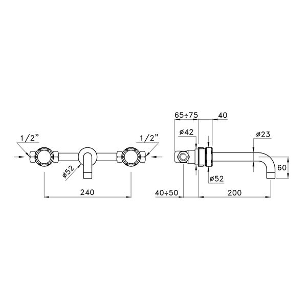  Vòi chậu lavabo gắn tường dài 200mm bằng đồng Timeaster - 3861-52 