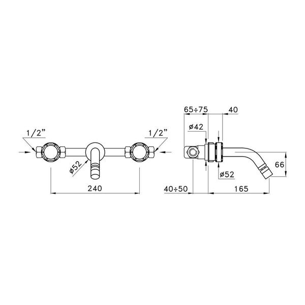  Vòi chậu lavabo gắn tường dài 165mm bằng đồng Timeaster - 3868TR-52 