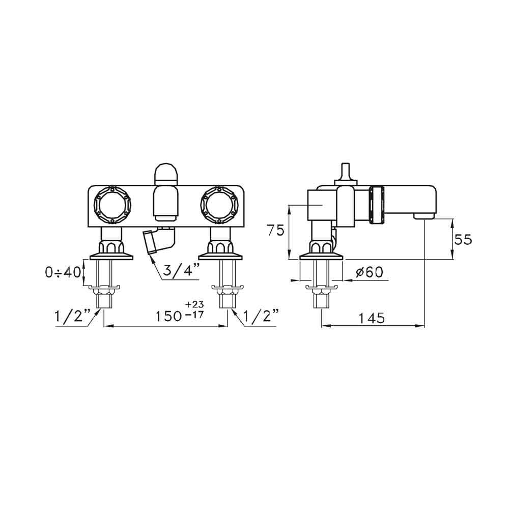  Vòi bồn tắm gắn thành có vòi sen cầm tay bằng đồng Timeaster - 3267RG-52 