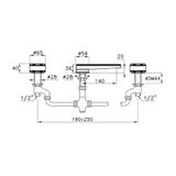  Vòi chậu lavabo 3 lỗ bằng đồng Timeaster - 3223-65R 