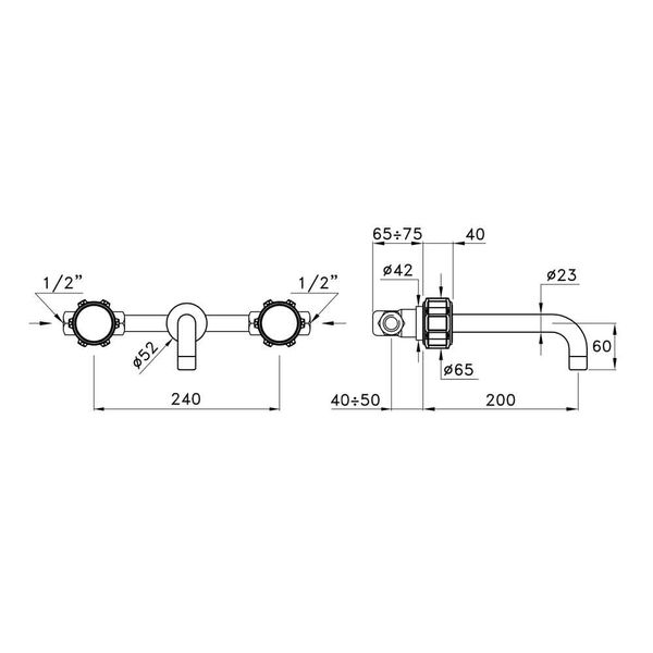  Vòi chậu lavabo gắn tường dài 200mm bằng đồng Timeaster - 3861-65R 