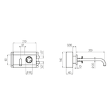  Vòi chậu lavabo gắn tường 2 lỗ dài 260mm bằng đồng Tibò - TIB10 
