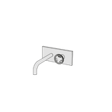  Vòi chậu lavabo gắn tường 2 lỗ dài 200mm bằng đồng Tibò - TIB11 