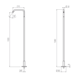  Vòi chậu lavabo chân dài gắn sàn cao 1060mm bằng đồng Tibò - TIB20-TIB26 