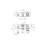  External Part - Bộ trộn 2 đầu ra bằng đồng Tibò - Geda Wellness - TIB80 