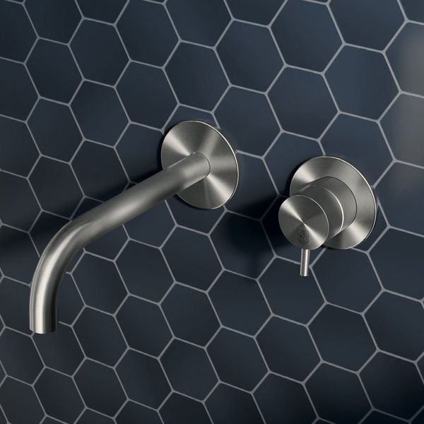  Vòi chậu lavabo gắn tường 2 lỗ dài 190mm bằng stainless steel Toki - TKN18 