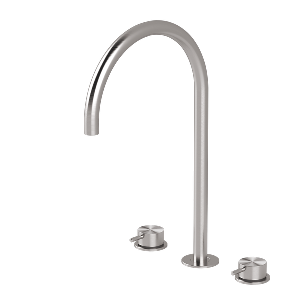  Vòi chậu lavabo xoay 3 lỗ cao 380mm bằng stainless steel Toki - TKN24 