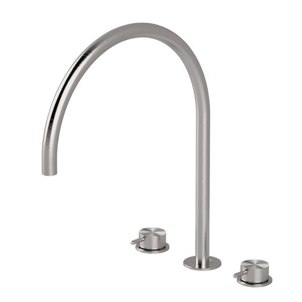  Vòi chậu lavabo xoay 3 lỗ cao 380mm bằng stainless steel Toki - TKN26 