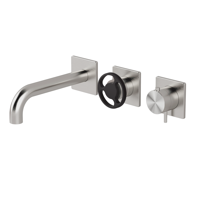 Vòi bồn tắm 3 lỗ gắn tường 2 đầu ra điều chỉnh nhiệt độ dài 190mm bằng stainless steel Kàto - TKN84 