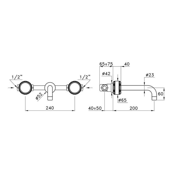  Vòi chậu lavabo gắn tường dài 200mm bằng đồng Timeaster - 3861-65 